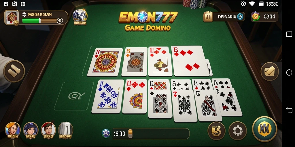 Menampilkan gameplay seru dari aplikasi Domino EMON777.