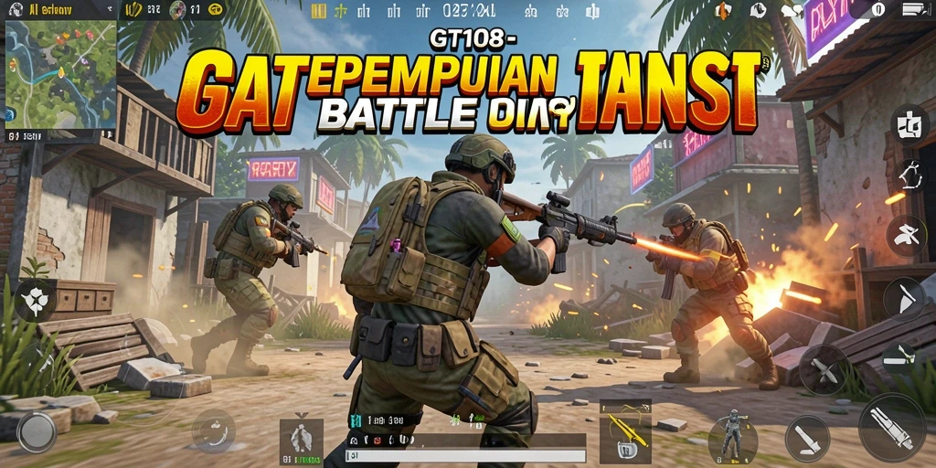 Tampilan gameplay GT108 yang menegangkan dalam pertempuran Battle Royale.