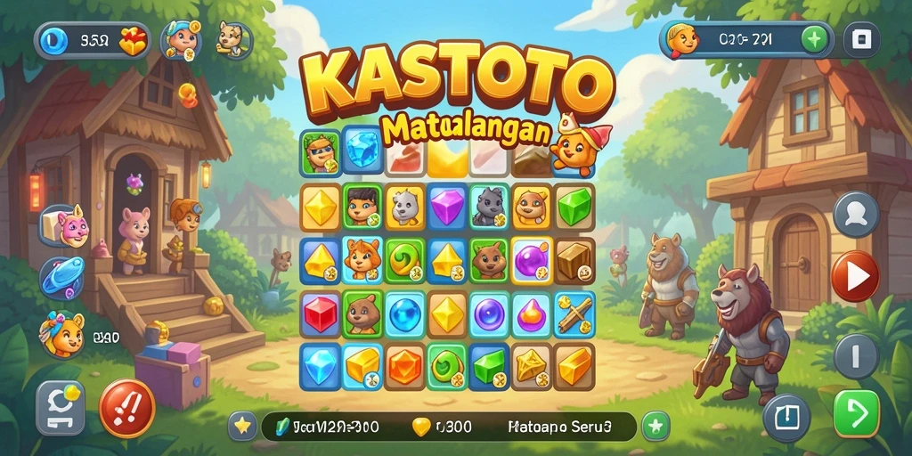 Screenshot KASTOTO menampilkan gameplay Match-3 yang menarik dan penuh warna.