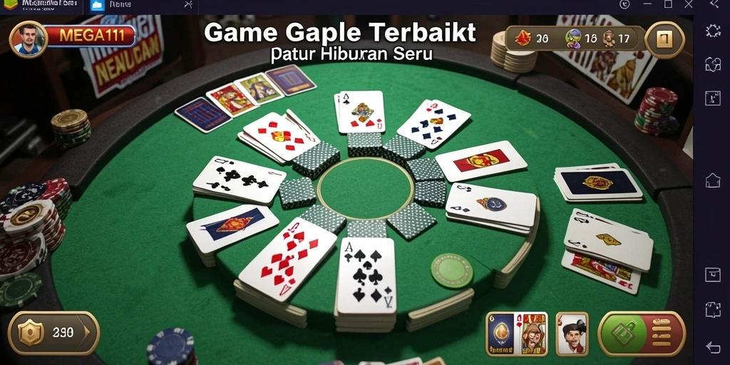 Tampilan screenshot MEGA111 yang menampilkan gameplay Gaple yang seru.