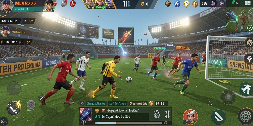 Tampilan gameplay MLBB777 yang menegangkan saat pertandingan sepak bola.