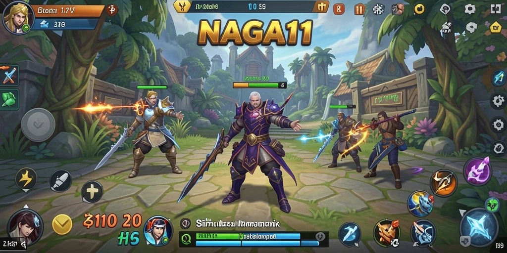 Tampilan gameplay NAGA11 yang penuh warna dan interaktif.