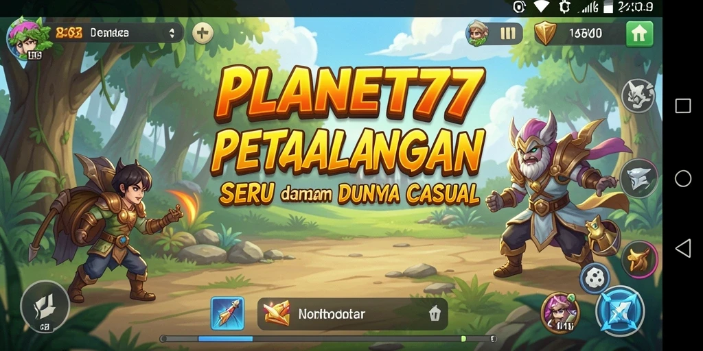 Screenshot menunjukkan karakter yang beraksi dalam dunia PLANET77.