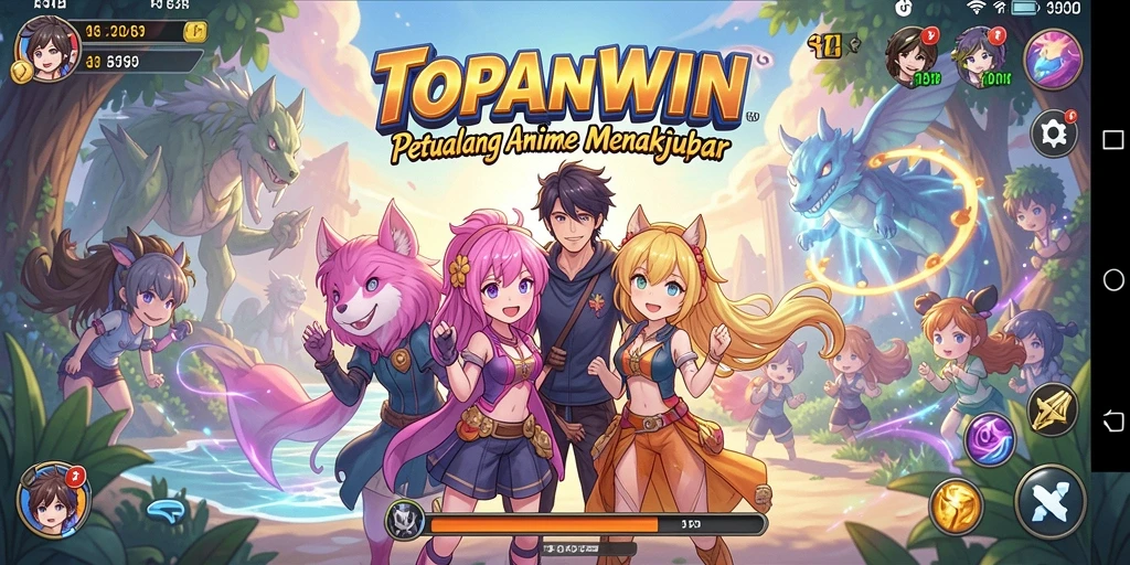 Tampilan gameplay TOPANWIN yang menarik dan penuh aksi dari karakter Anime.