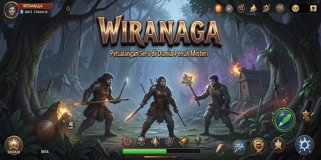 Tangkapan layar gameplay WIRANAGA menampilkan momen mendebarkan di petualangan.
