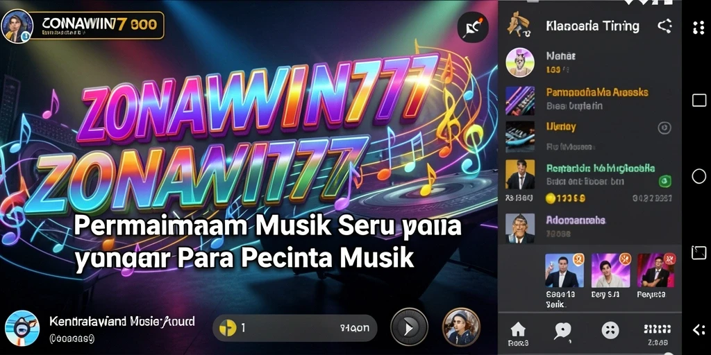 Tampilan gameplay seru ZONAWIN777 dengan irama music yang menggugah semangat.